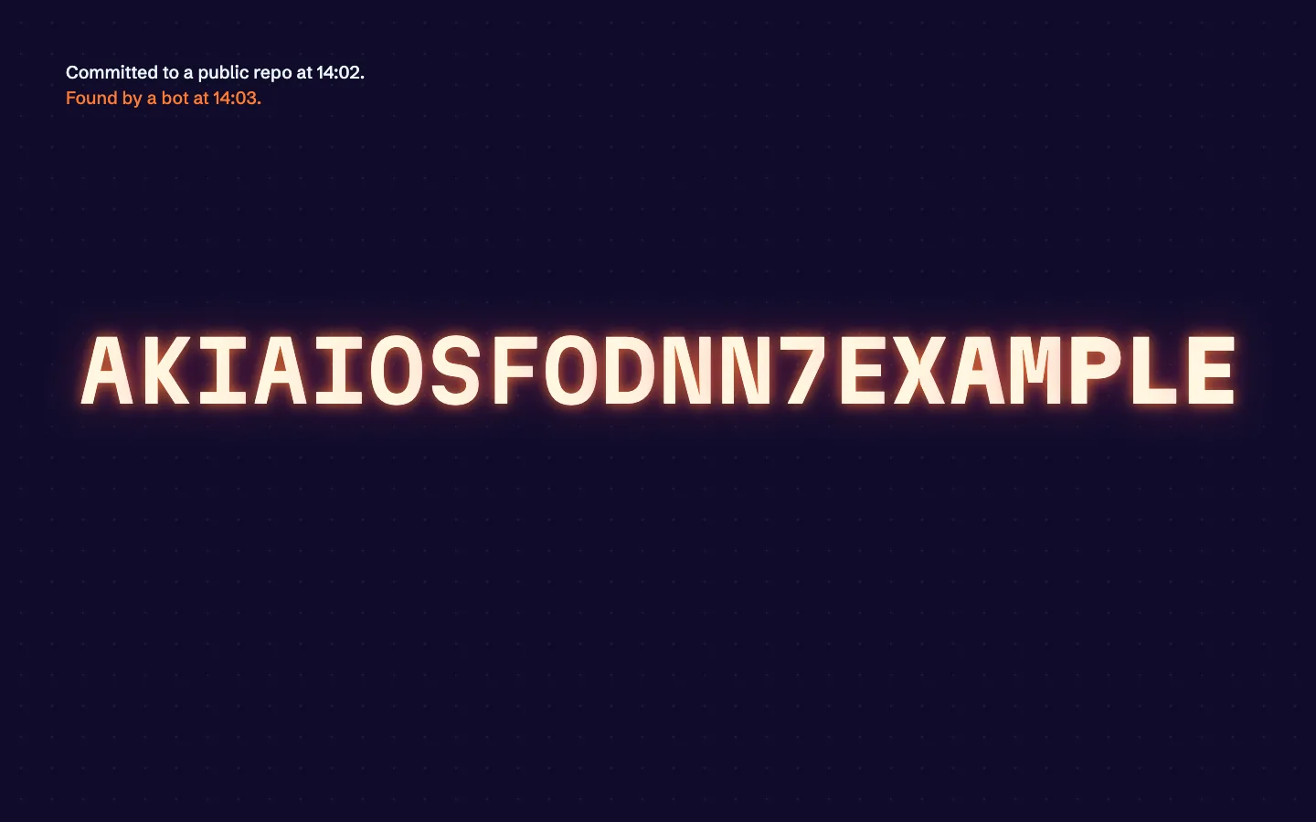 A leaked access key glowing white-hot
